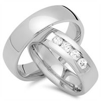 alianzas oro blanco 18 quilates 4 diamantes