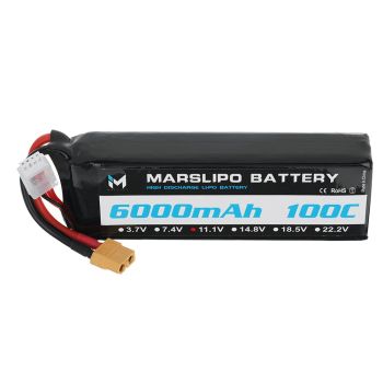 Batería Lipo MARSLIPO 11.1V 6000mAh 100C 3S con conector XT60 para dron RC