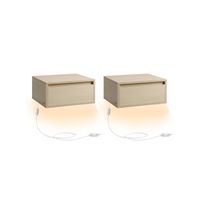 mesita de noche colgante luz estante de pared con cajon beige natural  2
