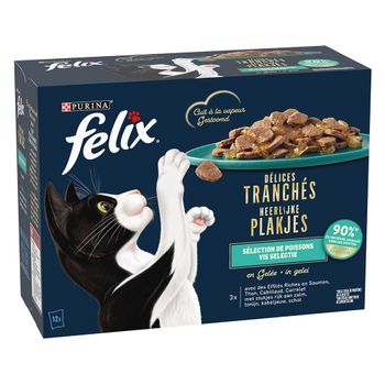 Felix Deliciously Sliced 48 x 80 g - Pack Ahorro - Selección del mar en gelatina