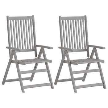 Pack 4 Uds Sillas De Jardín | Silla De Exterior | Sillón Reclinables Madera Maciza Acacia Cojines