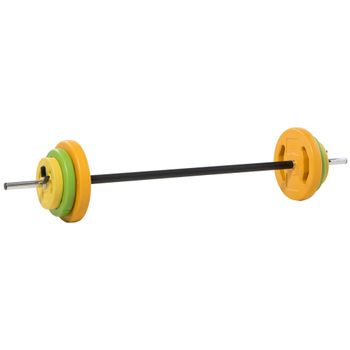 HOMCOM Barra de Pesas Set de Musculación con 6 Discos 130x28x28 cm Multicolor