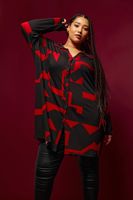 yours tunica negra y roja estampada mujer curvy y tallas grandes yours