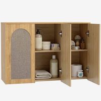 armario de bano de pared efecto ratan mdf homcom 885  30  60 cm r roble