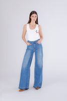 vaqueros palazzo con dobladillo suelto medium blue
