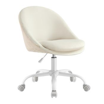 Silla De Escritorio Giratoria De Terciopelo Elevable Estudio - Blanco