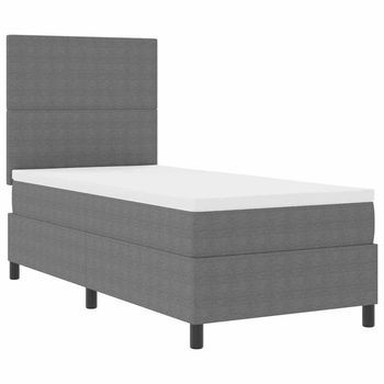 Cama Box Spring Led Gris Claro Y . 90 X 200 Cm Tela De Pana Vidaxl