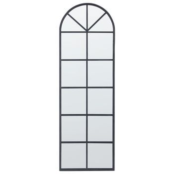 Espejo De Pared De Metal Negro 40 X 120 Cm Vidrio Forma De Ventana Brouage
