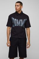 camisa oversize recta homme con cuello gris