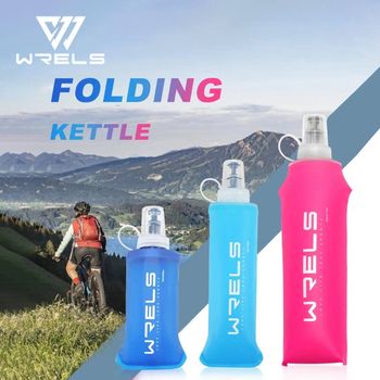 Botella de agua plegable de silicona para exteriores, tamaño de mordida, para correr, acampar, senderismo, viajes, práctica, 150ml/250ml/500ml, 1 ud.