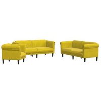 juego de sofas 3 piezas terciopelo amarillo vidaxl