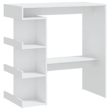 Mesa Bar | Mesa De Bistró Estante Almacenaje Contrachapada Blanco 100x50x101,5cm