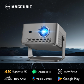 Proyector Magcubic 1100ANSI 4K 1080P HY450GTV con Google TV Stick, HDR10, Enfoque Automático, Keystone, WiFi, para el Hogar