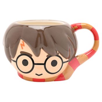 Harry Potter Back to Hogwarts - Taza 3D con diseño de personajes con vasos y cicatriz de rayo, cerámica, mango de color Gryffindor, 300 ml