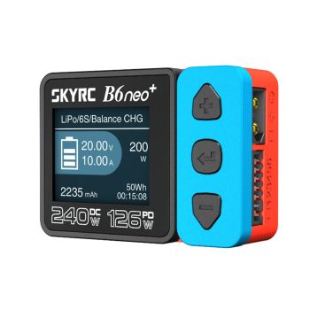 SkyRC B6neo+ DC 240W 10A PD 126W Cargador inteligente multifunción para aviones RC Carga de 1-6 celdas LiPo/LiFe/LiIon/L
