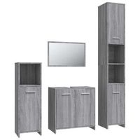 set de mueble de bano  armarios de bano 4 uds madera contrachapada gris sonoma