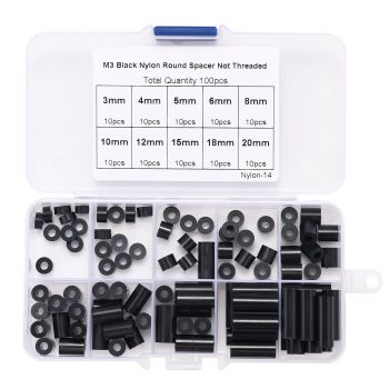 100pcs M3 Separador Métrico Redondo de Nylon ABS Aislante de Plástico Sin Rosca para Juego de surtido de tornillos