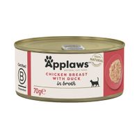 applaws en caldo 24 x 70 g latas para gatos - pack ahorro - pollo con pato
