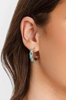 Pendientes Dorados Con Piedra Azul