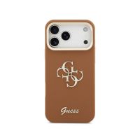 guess funda para iphone 17 pro  carcasa efecto granulado marron con logo y soporte diseno funcional y ajuste preciso
