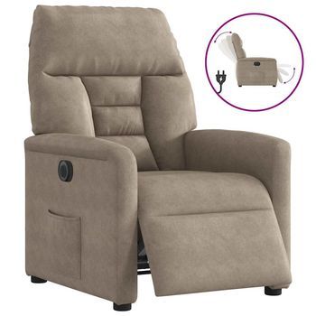 Vidaxl Sillón Reclinable Eléctrico Tela De Microfibra Gris Taupe