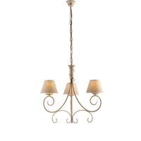 lampara de arana vienesa en hierro lacado marfil con decoracion oro antiguo y pantallas de lamparas d 13 en pvc efecto tela de yute 3 luces 118 o52