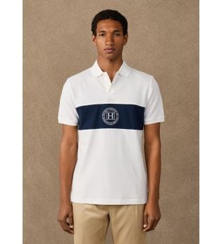 Hackett London para hombre. HM5600187 Polo H Panel blanco (XL), Casual, Algodón, Manga corta