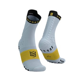 Calcetines Compressport Pro Racing Socks V4.0 Trail Gris Amarillo, Talla Talla 1