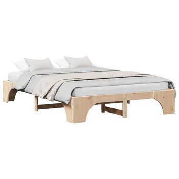 Estructura De Cama Natural 160 X 200 Cm Madera De Pino Macizo Vidaxl