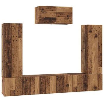 Conjunto De Mueble De Tv 7 Uds. Madera Envejecida Vidaxl