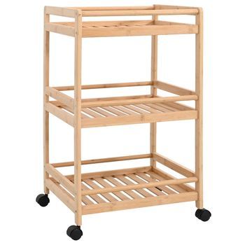 Carrito De Cocina Con Ruedas Natural 46 X 38 X 76 Cm Bambú Vidaxl