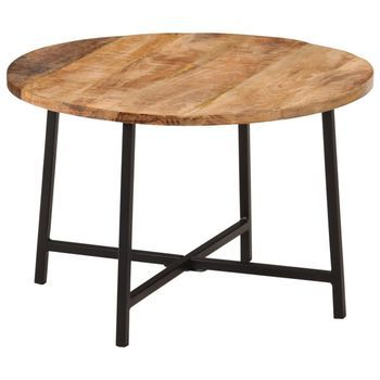 Mesa De Centro Hierro Y Madera Maciza De Mango 54x54x35 Cm Vidaxl