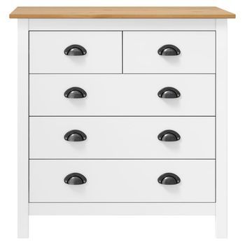 Mesita De Noche | Mesilla De Noche Hill Madera Maciza De Pino Blanco 79x40x80 Cm
