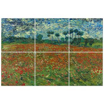 Legendarte - Panel Decorativo Multiple Campo De Amapolas - Vincent Van Gogh Cm. 100x150 (6 Paneles)