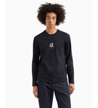 A|X Armani Exchange para hombre. XM000364AF12308UB101 Camiseta de manga larga marino (S), Casual, Algodón