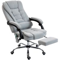 vinsetto sillon de oficina con masaje y calefaccion silla de oficina altura regulable respaldo reclinable 65x70x111-119cm gris   aosom espana