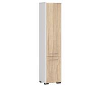 columna de bano akord fin blanco 30 cm 2 puertas frente en color roble sonoma 5 estantes 30x30x140 cm
