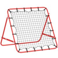 homcom red de beisbol reboteador de metal angulo ajustable y 20 cuerdas elasticas para entrenamiento de futbol tenis 96x80x96cm rojo   aosom espana