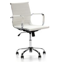 sillon de oficina reclinable blanco piel sintetica altura ajustable