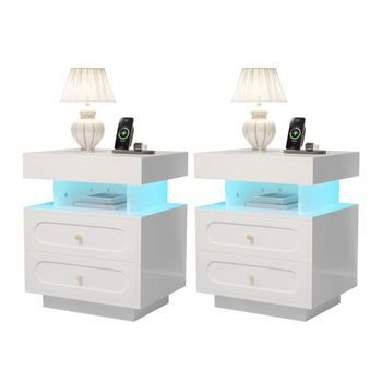 Mesita De Noche - Mueble Para Dormitorio - Tablero De Partículas - Blanco (100x40x60cm)