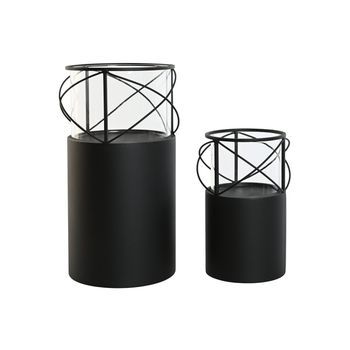 Portavela Set 2 Metal Cristal 24,5x24,5x46 17x31