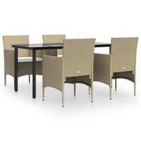juego de comedor de jardin 5 piezas con cojines beige y negro vidaxl