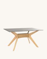 mesa 160 tapa de porcelanico gris y patas roble
