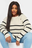 yours jersey marfil de rayas con botones mujer curvy y tallas grandes yours