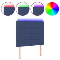 cabecero cama  panel de cabecera con luces led tela azul 80x5x118128 cm