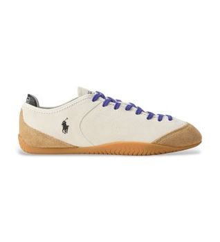 Polo Ralph Lauren para hombre. 804P15629006 Zapatillas de ante con paneles beige (38), Piel, Plano, Cordones, Casual