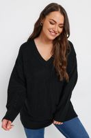 yours jersey de pico de punto negro mujer curvy y tallas grandes yours