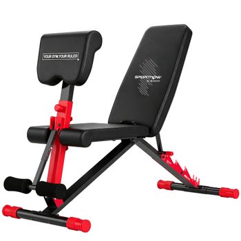 SPORTNOW Banco de Pesas Regulable para Gimnasio en Casa Plegable 300 kg Inclinado/Declinado/Plano 7 Posiciones de Respaldo Negro y Rojo   Aosom España