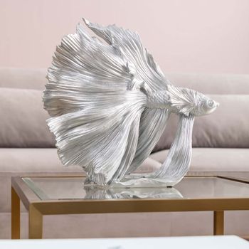 Objeto deco betta fish plata peq