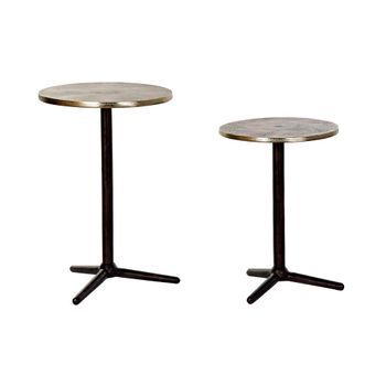 Juego De 2 Mesitas Dkd Home Decor Negro Dorado Aluminio (40 X 40 X 61 Cm) (2 Pcs)